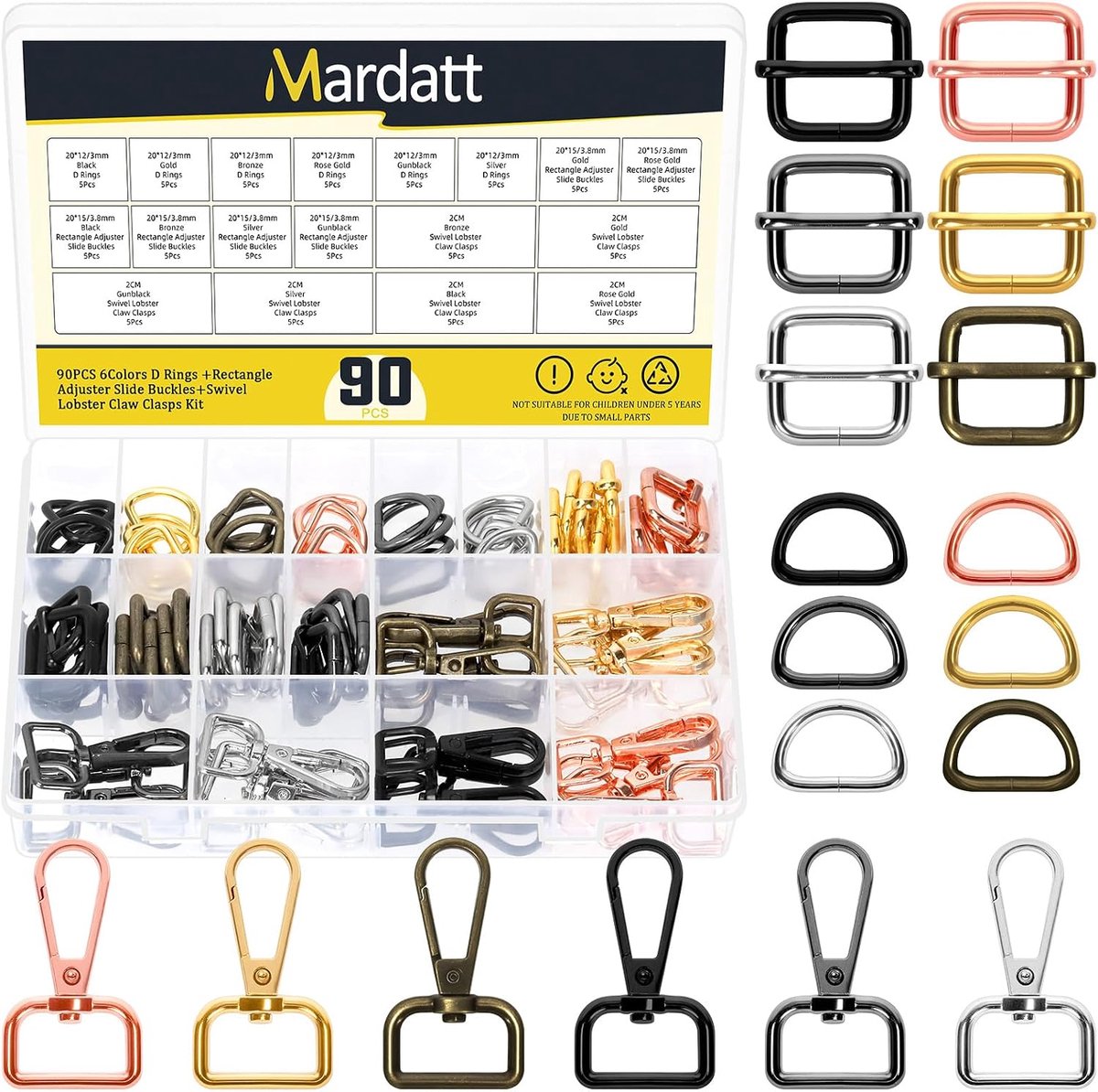 D-ring swivel karabijnhaak 20mm - gemengde kleuren - 90 stuks voor tas maken - ShopVlot