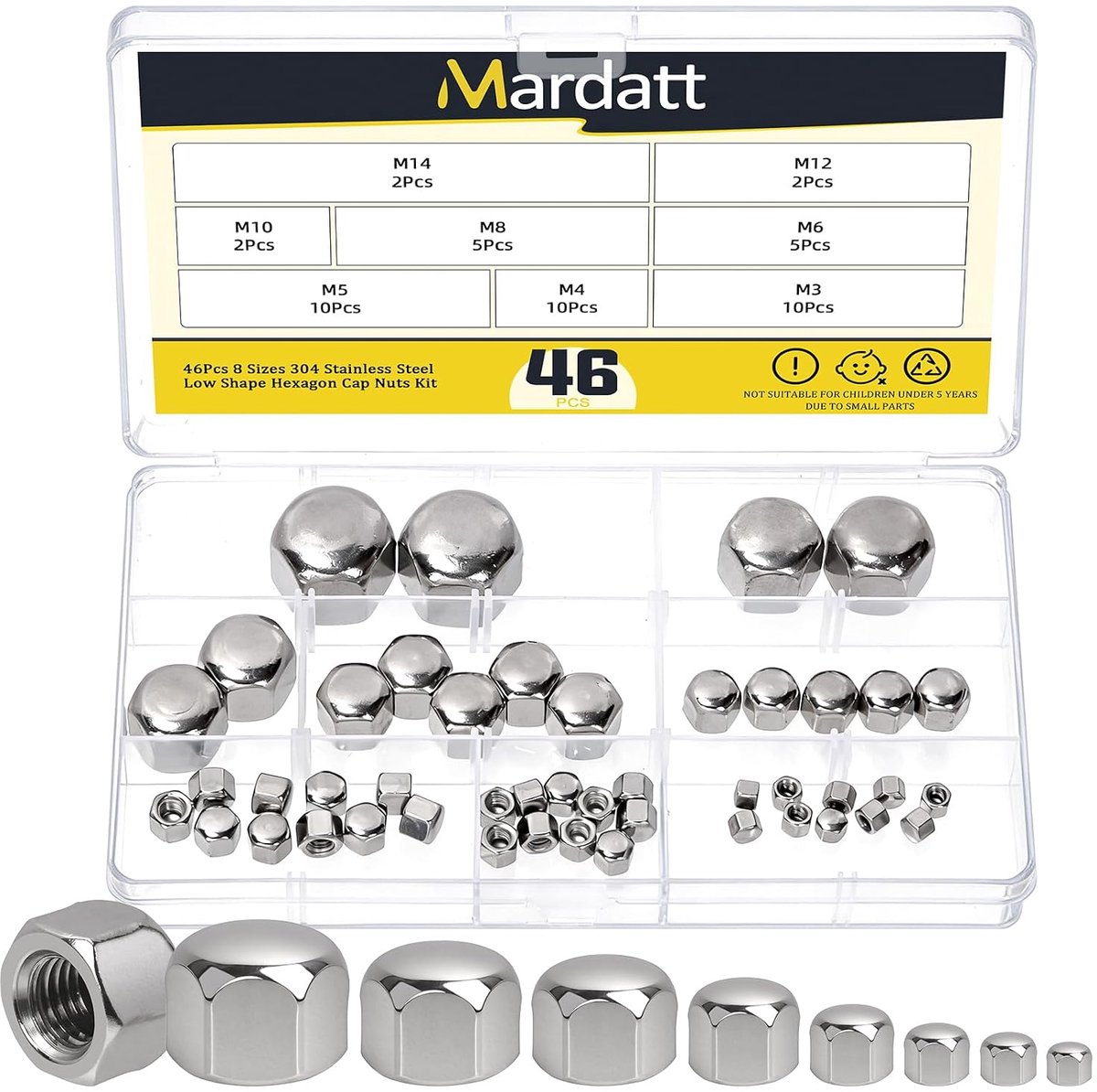 Acorn groef moeren M3 M4 M5 M6 M8 M10 M12 - staal - zilver - ideaal voor stevige verbindingen - ShopVlot