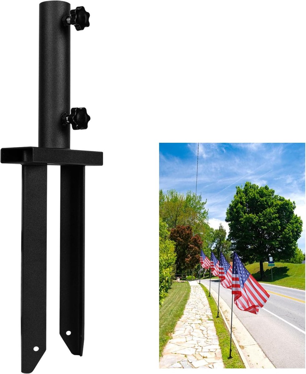Grondspike voor vlaggen - 21.5 cm met driehoekige punt - Universele metalen houder - Stabiliteit voor vlaggen - ShopVlot
