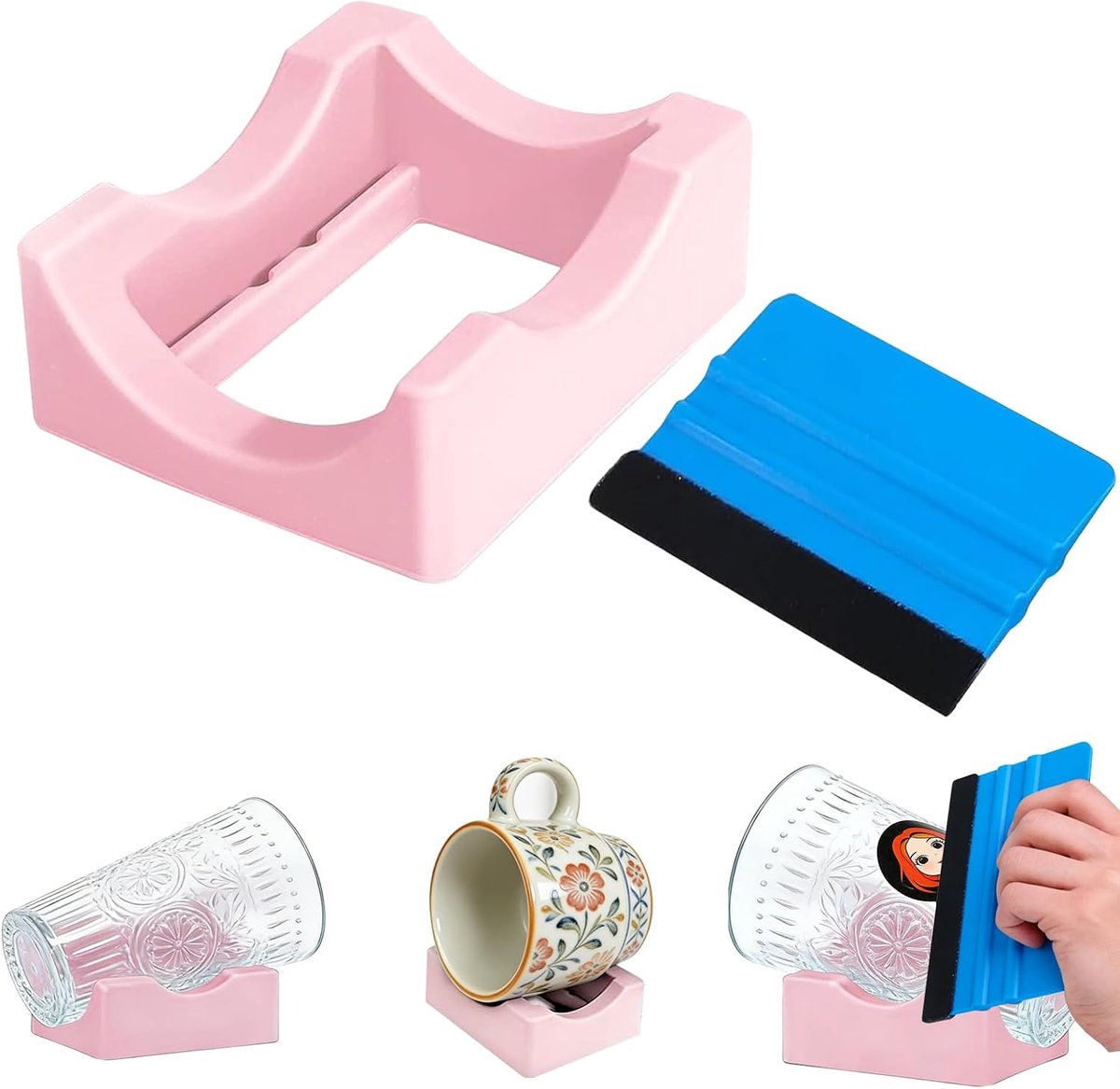 Siliconen bekerkraag - Roze silicone bekerhouder - Antislip met sleuf - Perfect voor DIY-projecten - ShopVlot