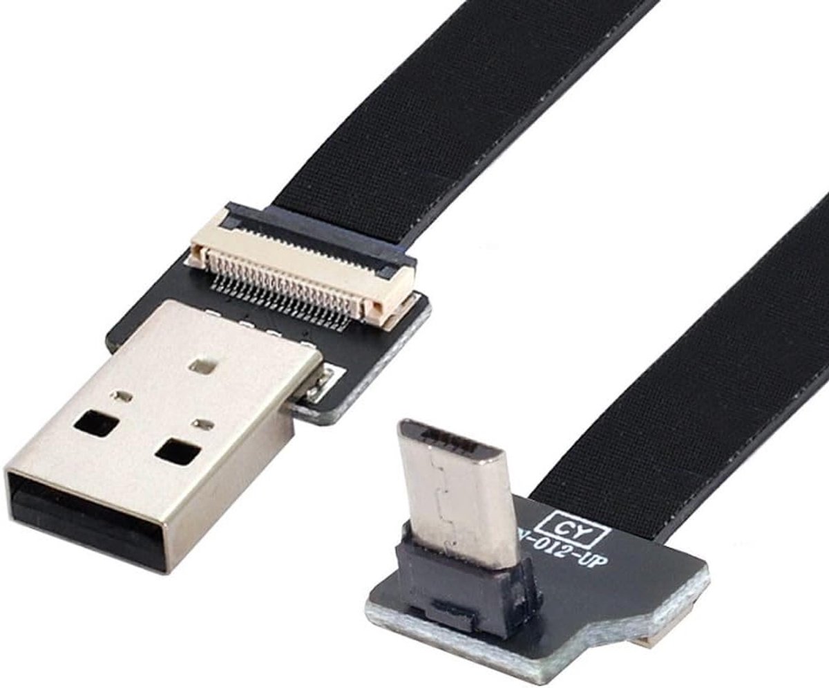 USB 2.0 kabel 50cm - Micro USB 5Pin - Flat design - Ideaal voor FPV en apparaten - ShopVlot