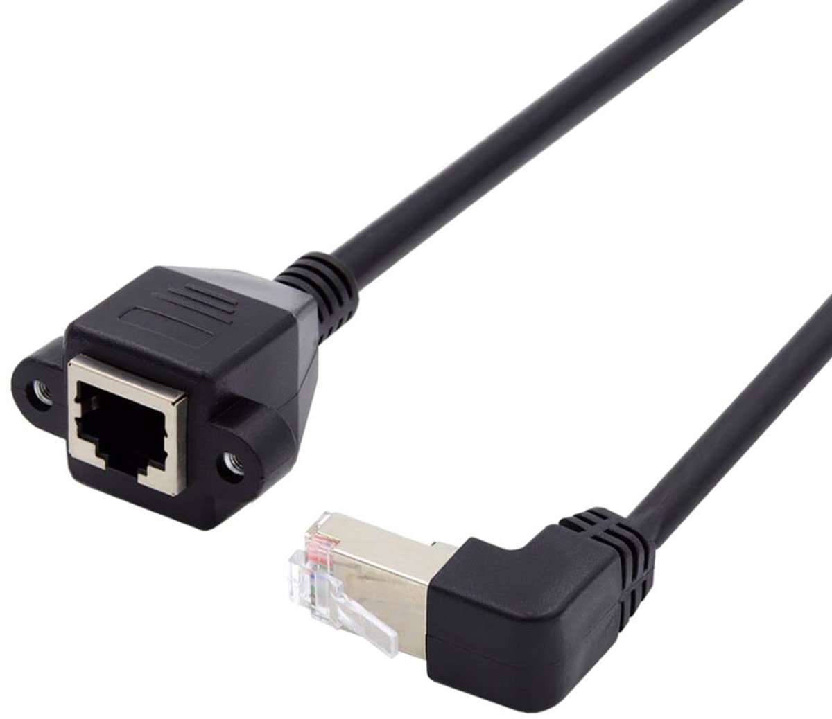 Ethernet Netwerk Verlengkabel 30 cm - RJ45 8P8C - 90 graden hoek - Ideaal voor panelmontage - ShopVlot