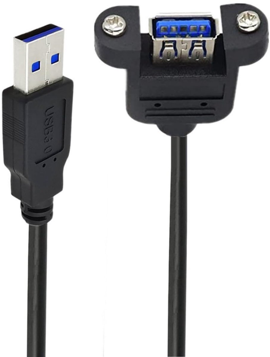 USB 3.0 A Type verlengkabel 80cm - panel mount - tot 4.8Gbps - ideaal voor aansluiting - ShopVlot