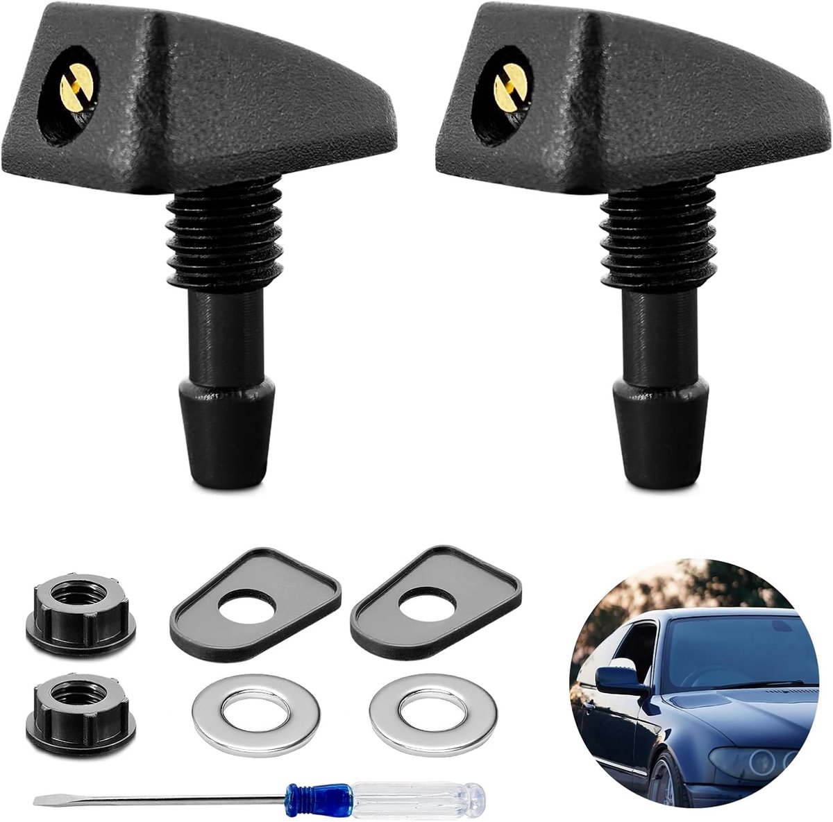Windscreen washer nozzles - universeel - kunststof - eenvoudige installatie - ShopVlot