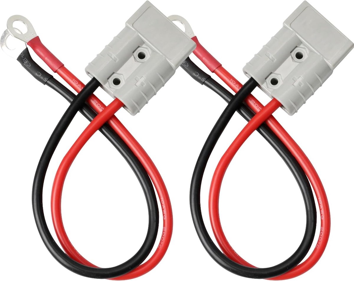 Batterijconnector 50A 600V - 10 AWG O-Ring kabel - weerbestendig en corrosiebestendig - ideaal voor caravans en boten - ShopVlot