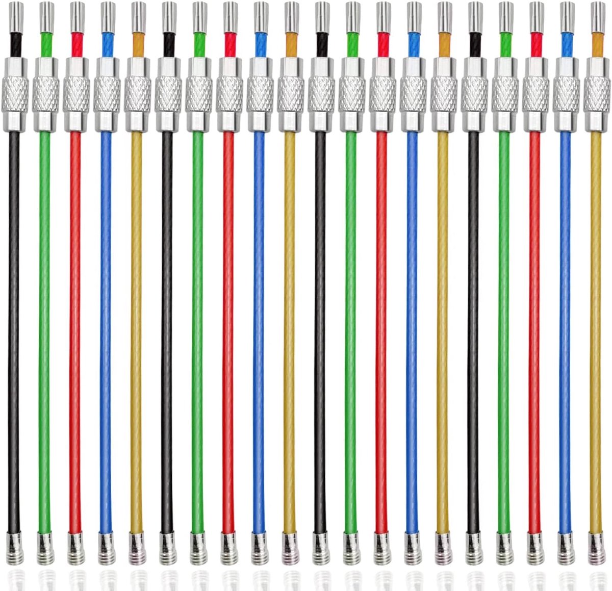 Keychains 20pcs 2mm 10cm - Nylon gecoat - Kleurcodering - Perfect voor het ophangen van tags - ShopVlot
