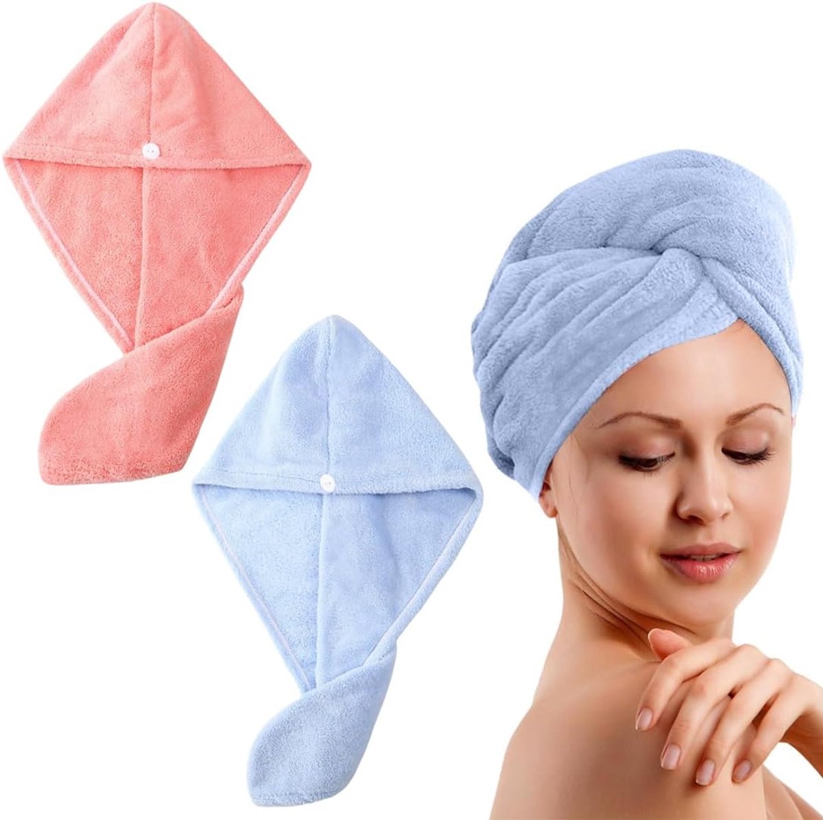 Microvezel handdoek haar - tulband haarhanddoek met knoop - super absorberend - ideaal voor haarverzorging - ShopVlot