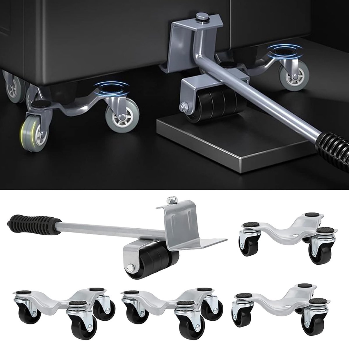 Set van Meubeltransportrollers voor Zware Meubels, Inclusief Trolley, Hefjack en Antislip Wielen voor Gemakkelijk Verhuizen van Meubels