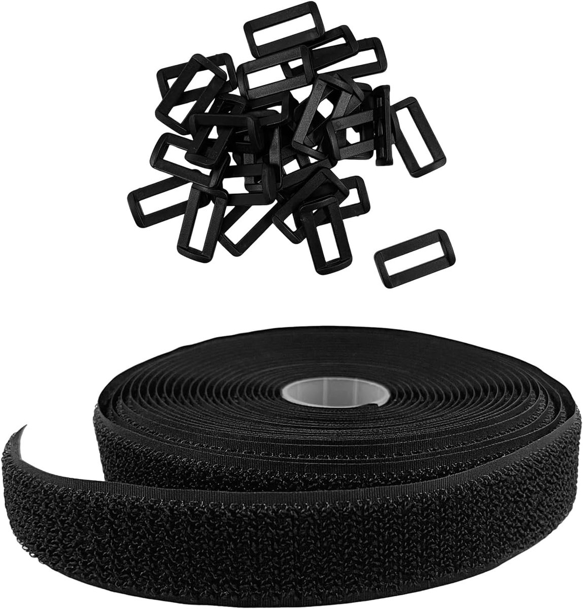 Klittenbandbanden 6 Meter - Zelfklevend Zwart - Met 30 Plastic Gespen - Ideaal voor Organiseren van Draden - ShopVlot