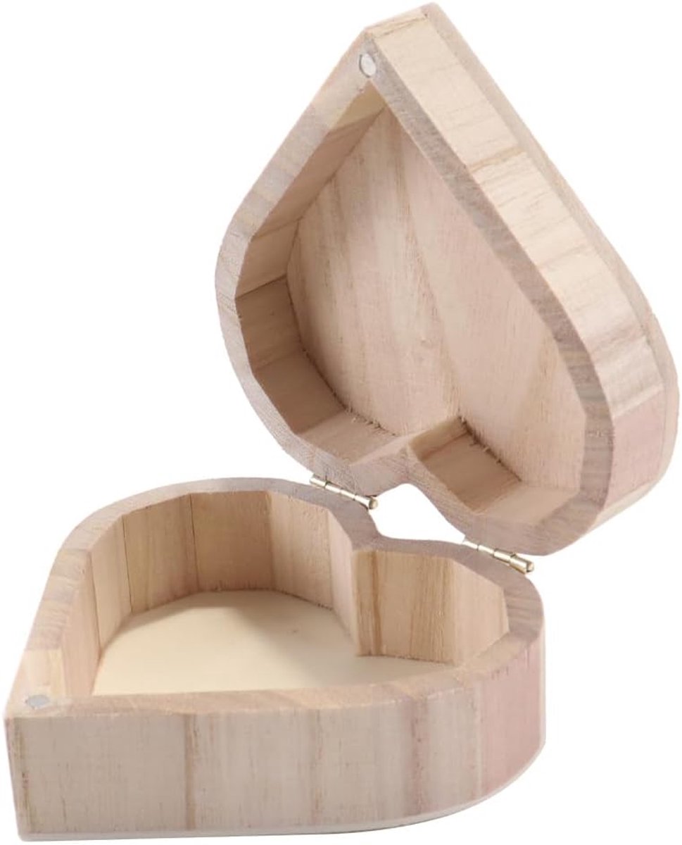 Houten hartvormig doosje 10x9,5 cm - populierenmultiplex - magnetische sluiting - ideaal voor sieraden - ShopVlot
