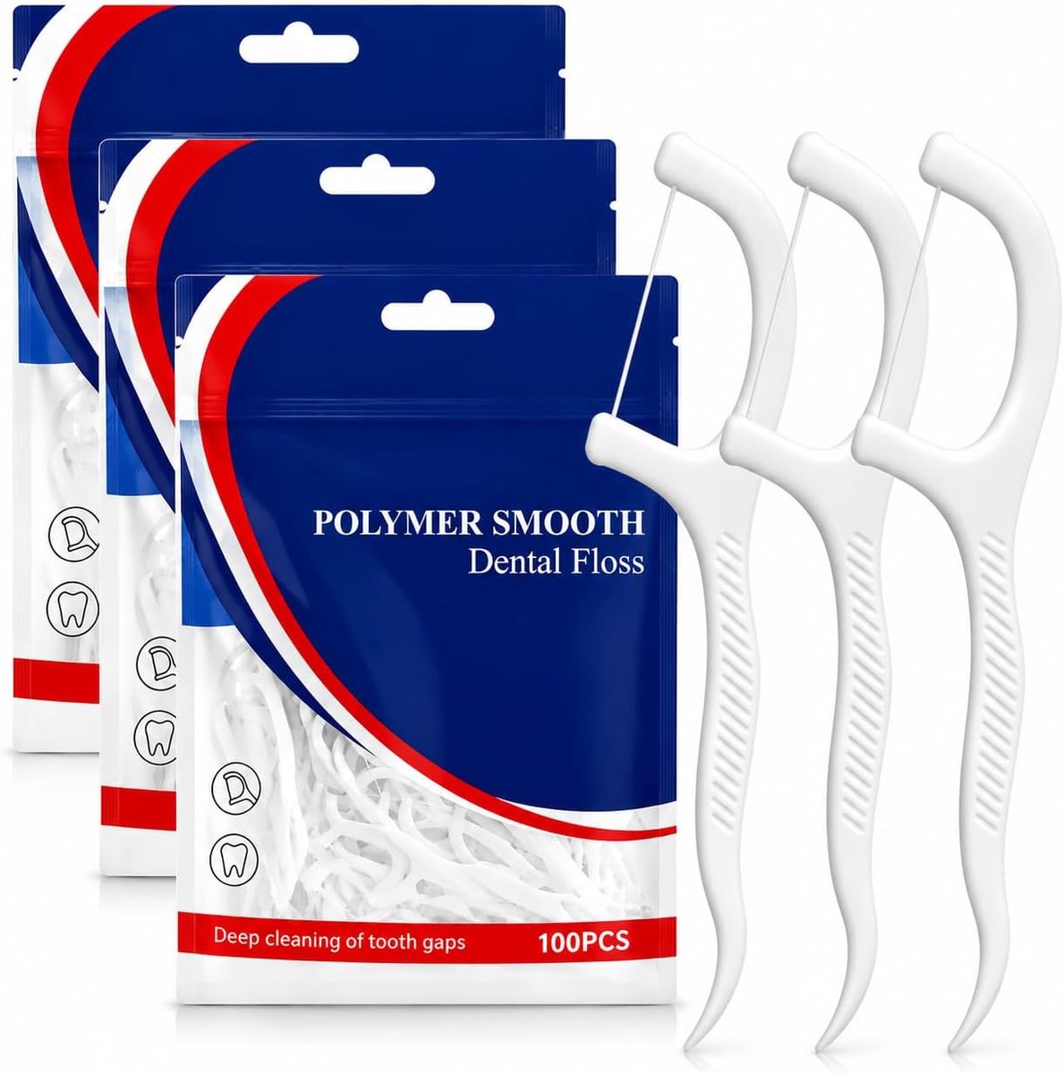 Flossticks 300 stuks - tandsticks voor dagelijkse mondhygiëne - zacht en veilig voor tussenruimtes - ShopVlot