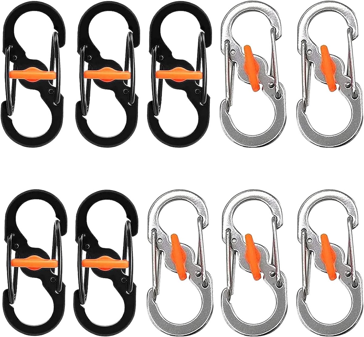 S-vormige karabiners 10x - kleine veiligheidshaken - roestvrij staal - ideaal voor kamperen - ShopVlot