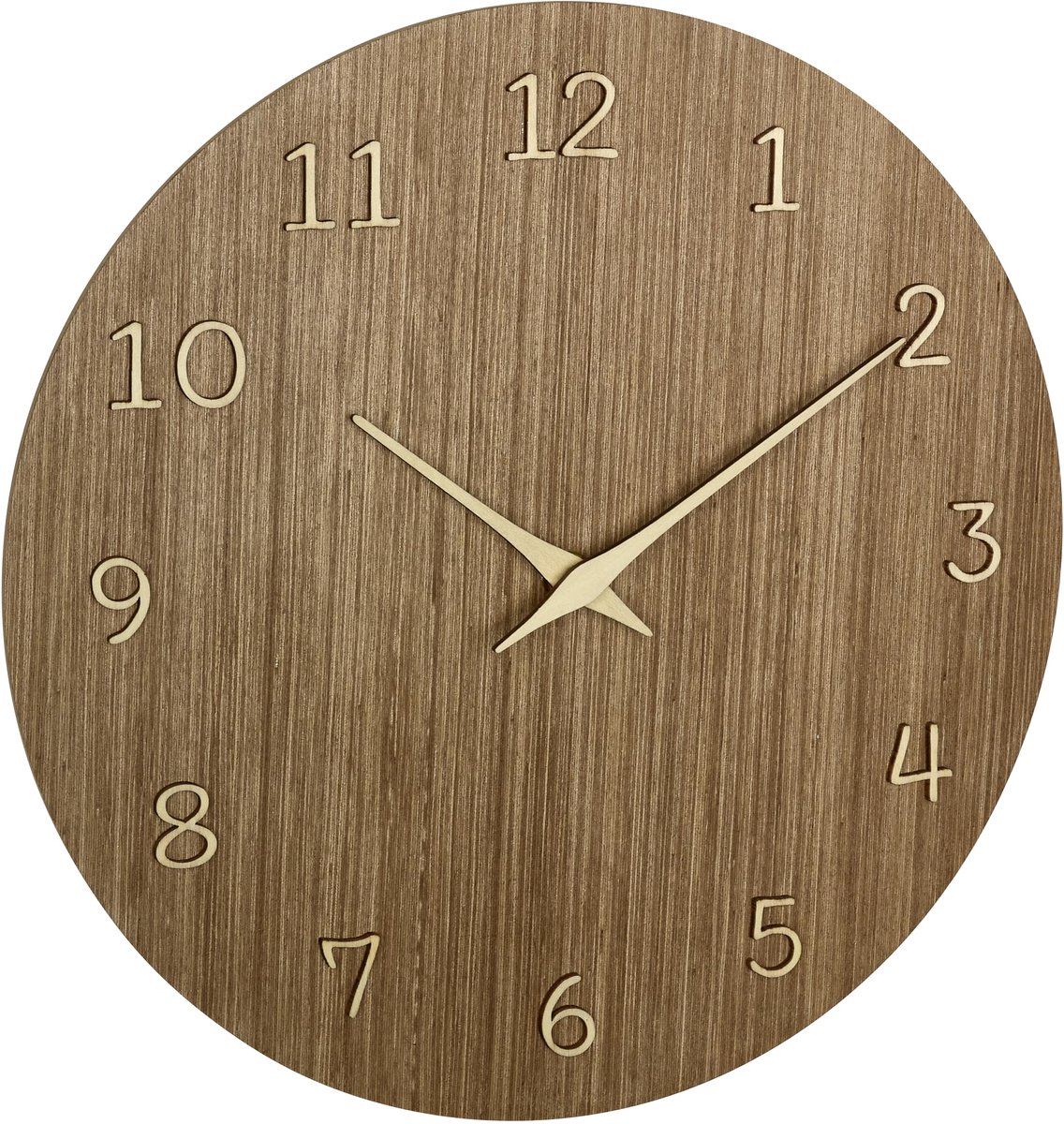 Houten Wandklok Analoog - Decoratieve Quartz Klok met Moderne Uitstraling - Nauwkeurige Tijdweergave met Lange Batterijduur - Stijlvolle Woonaccessoire voor Woonkamer, Keuken, Slaapkamer en Kantoor - Donker Hout