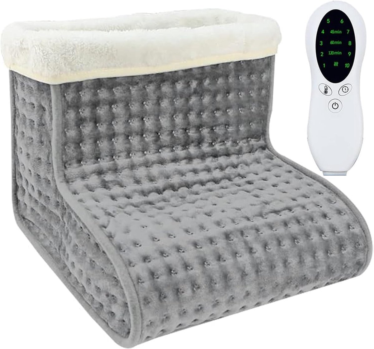 Voetverwarmer - Elektrische voetverwarmer - Grijze pluche hoes - Ideaal voor koude winterdagen - ShopVlot