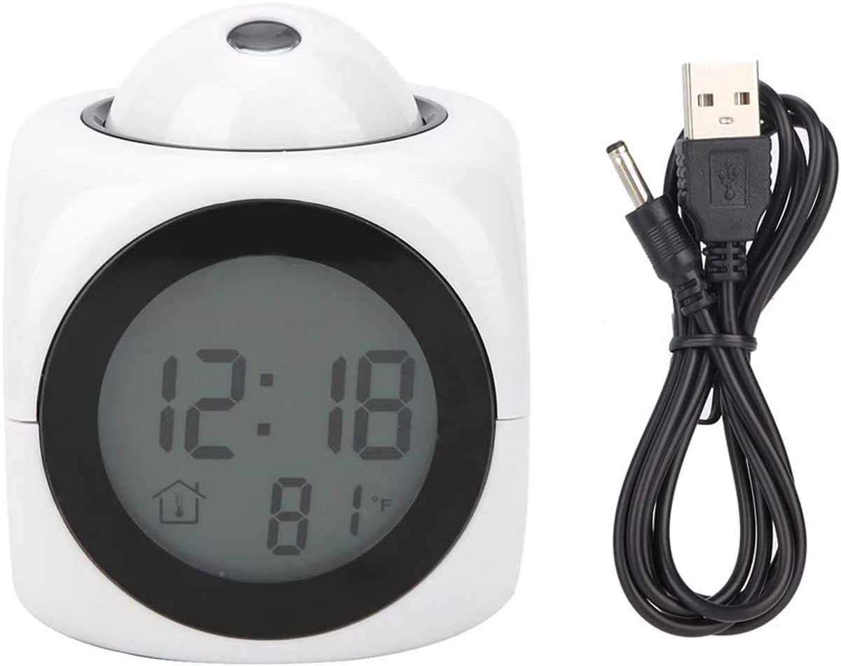 Praatwekkende projectie wekker - Digitale LCD scherm - Tijd en temperatuur - Perfect voor slaapkamer en kantoor - ShopVlot