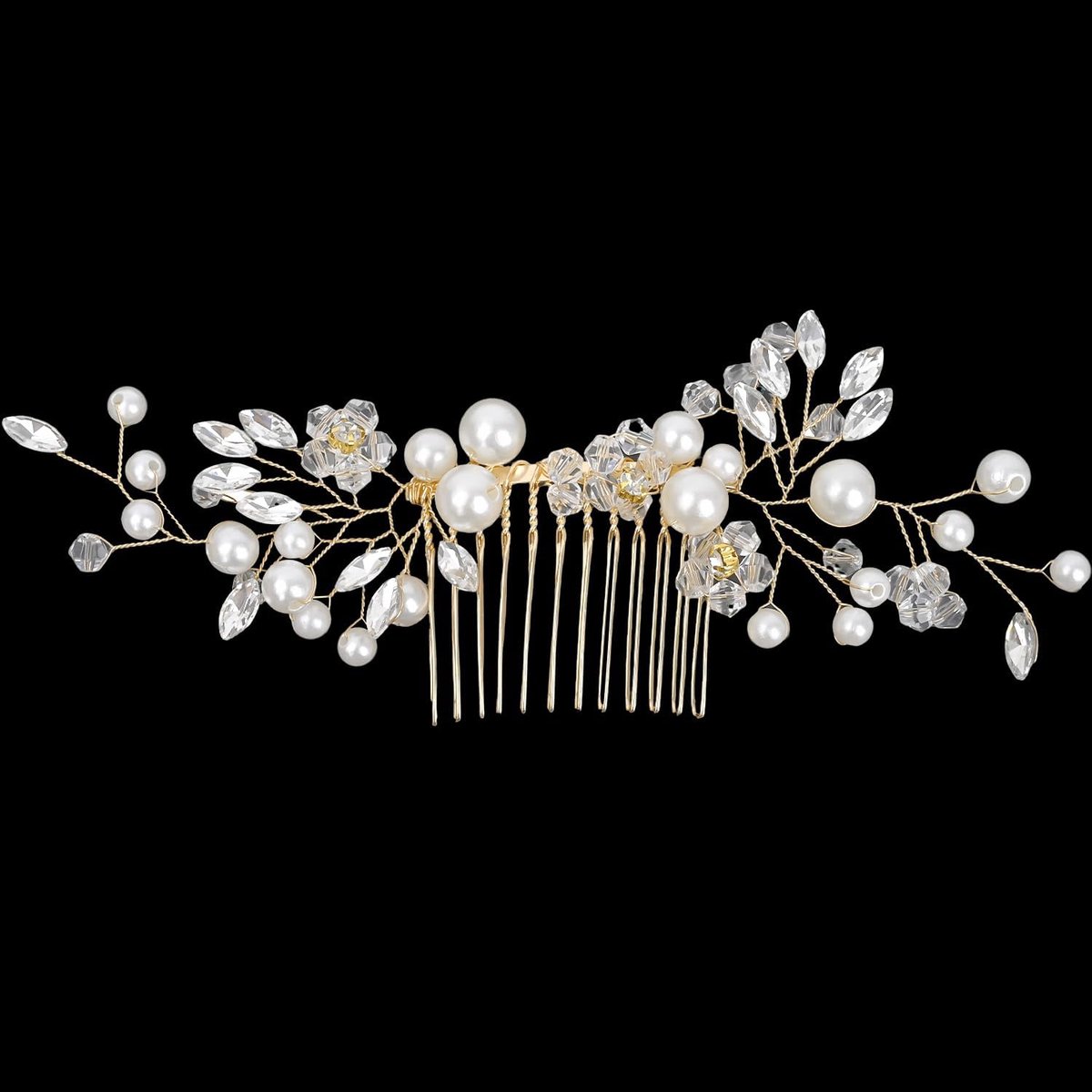 Haarclips Bruid met Bloem - Verstelbare Kristallen Haaraccessoires - Vintage Riemsteen Hoofdsieraad - ShopVlot