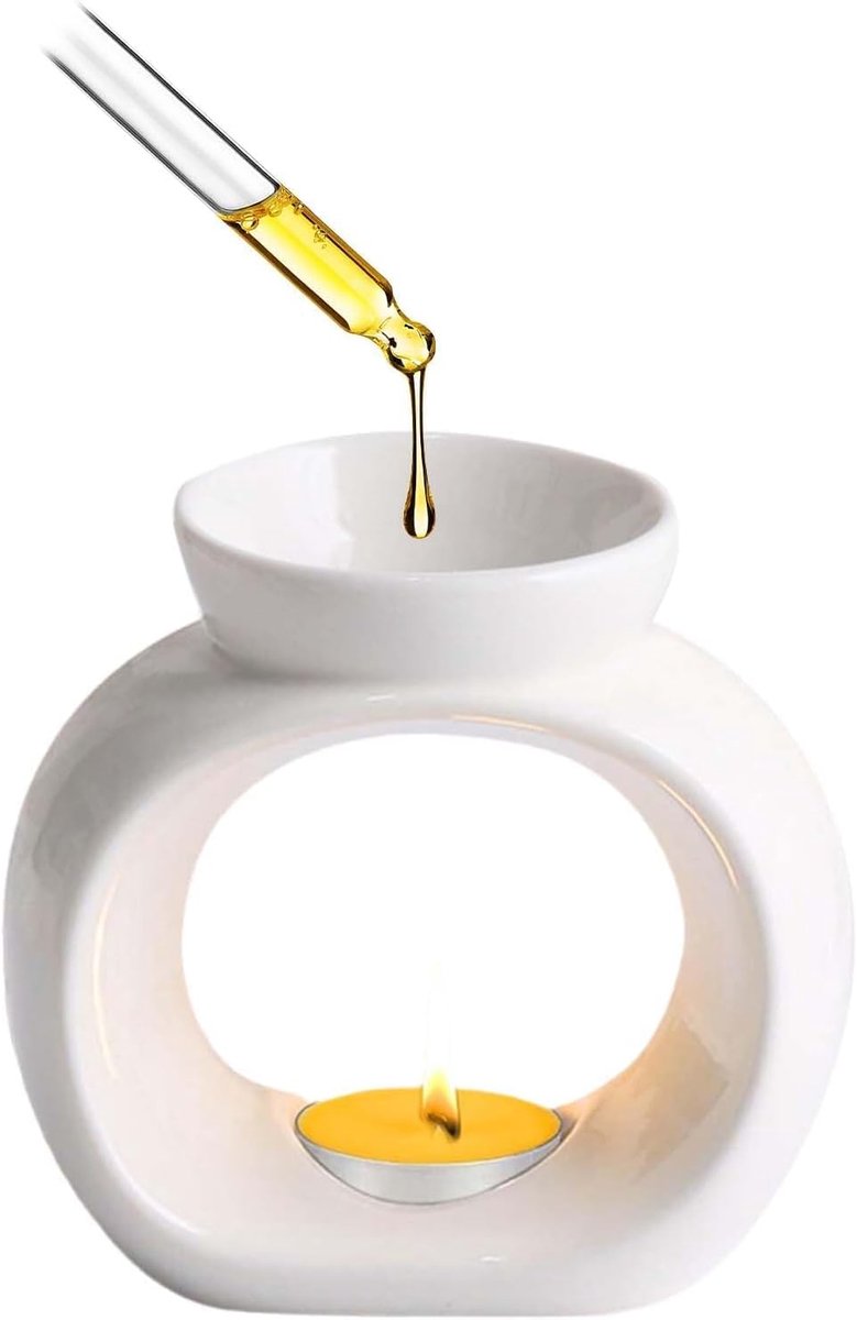 Aroma lamp tealight holder - wit - keramisch design - creëer een ontspannen sfeer - ShopVlot
