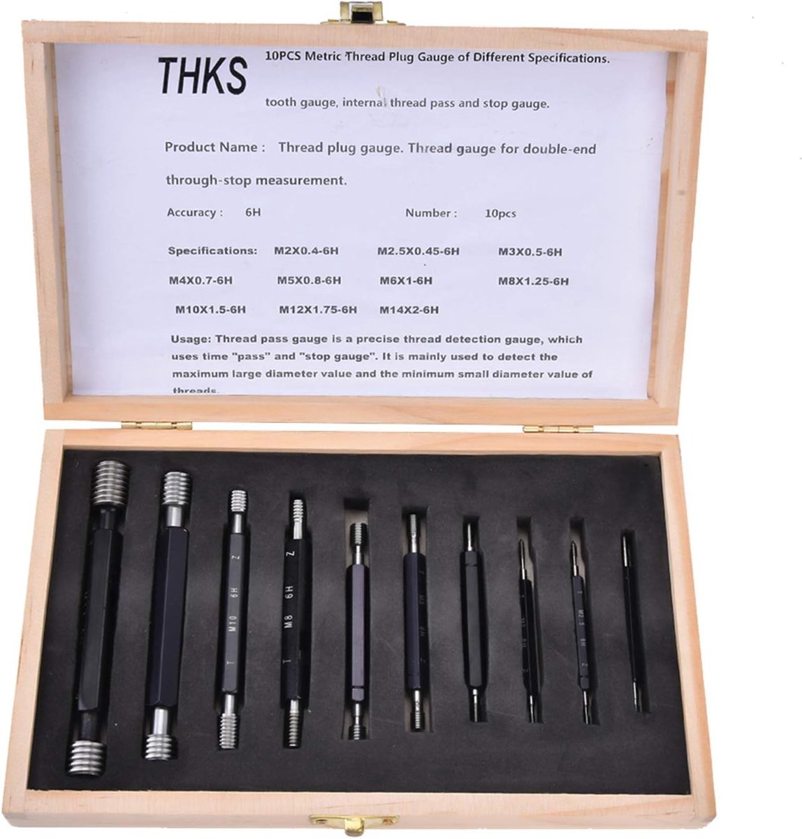10-delige Draad Plug Gauge Set voor Nauwkeurige Metingen van Schroefdraad en Limieten - Handgereedschap voor Professionele Toepassingen