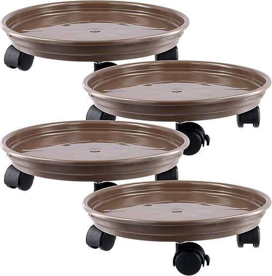Plantroller 33 cm - Bruin - Met wielen - Voor eenvoudig verplaatsen van planten - ShopVlot