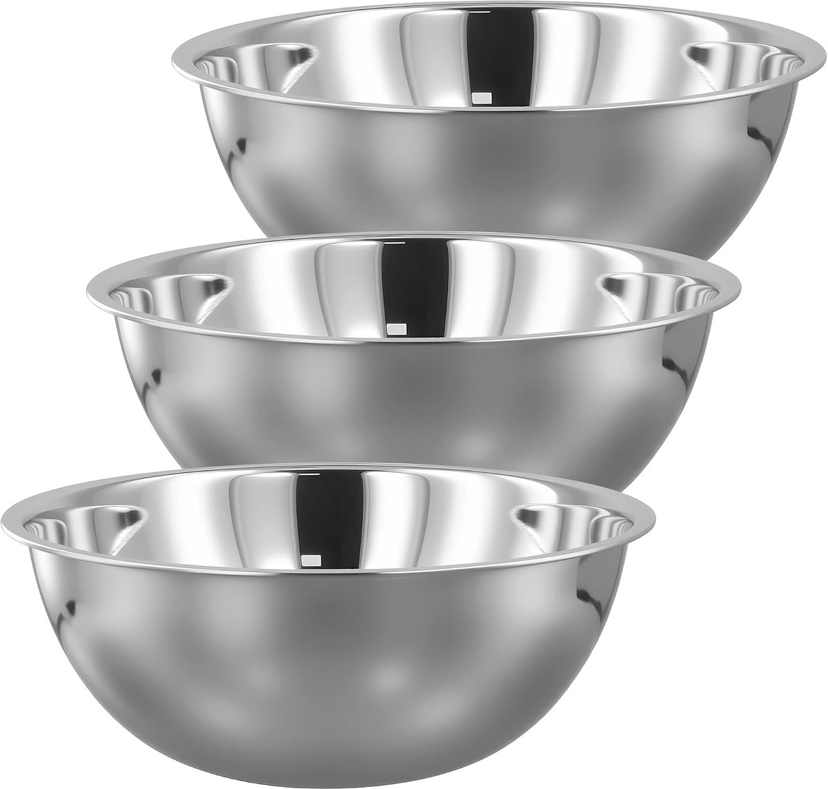 Mengkom set 3 stuks - roestvrij staal - zilver - ideaal voor mengen en serveren - ShopVlot