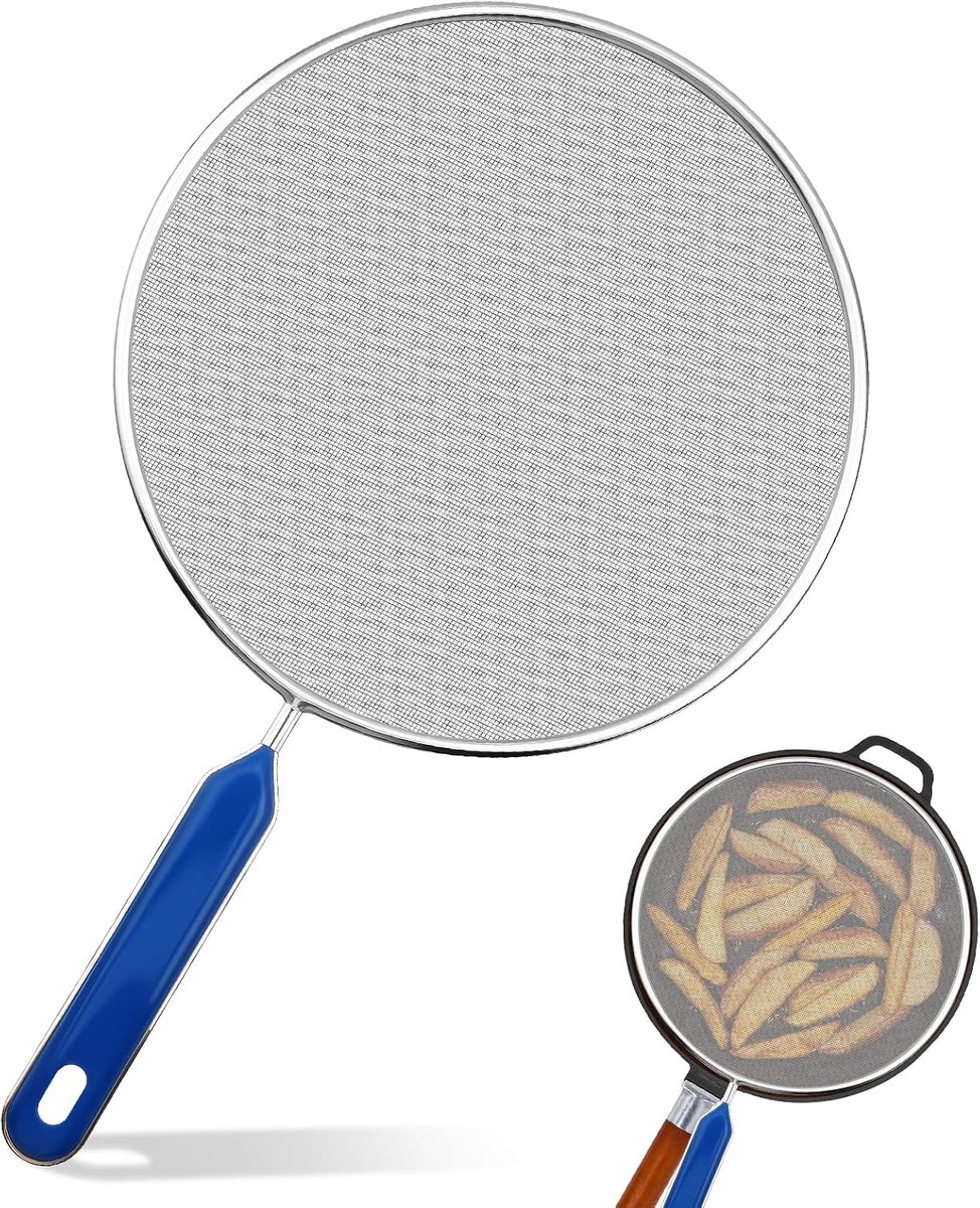Spatdeksel 21 cm - Roestvrij staal - Met handvat - Voorkomt spatten bij het koken - ShopVlot