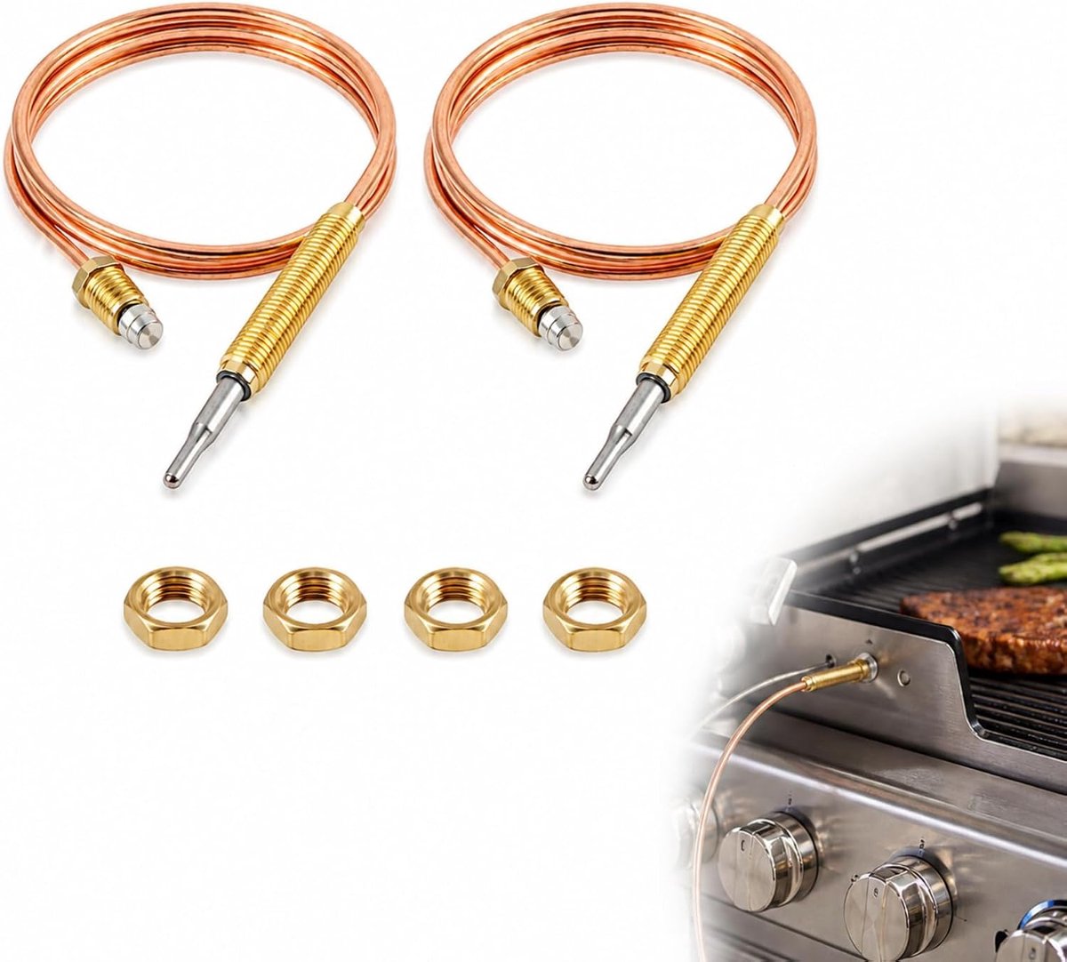 Gas-thermoelement M8 schroefdraad 600 mm - vervangingsset - universele compatibiliteit - ShopVlot