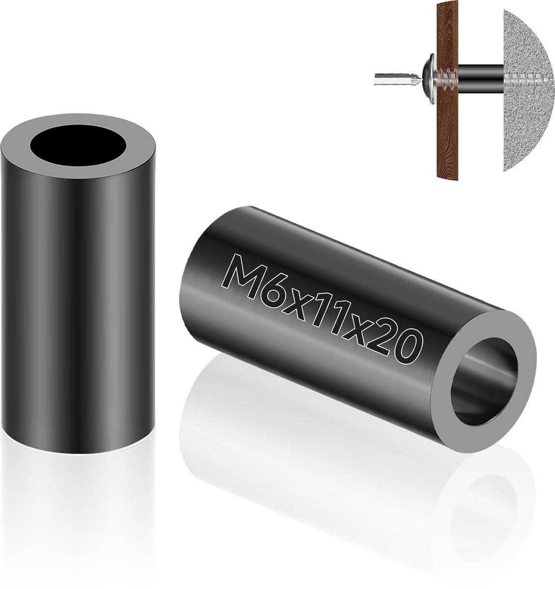 Plastic spacers M6 x 11 x 20 mm - hoge kwaliteit ABS - zwart - ideaal voor elektronische montage - ShopVlot