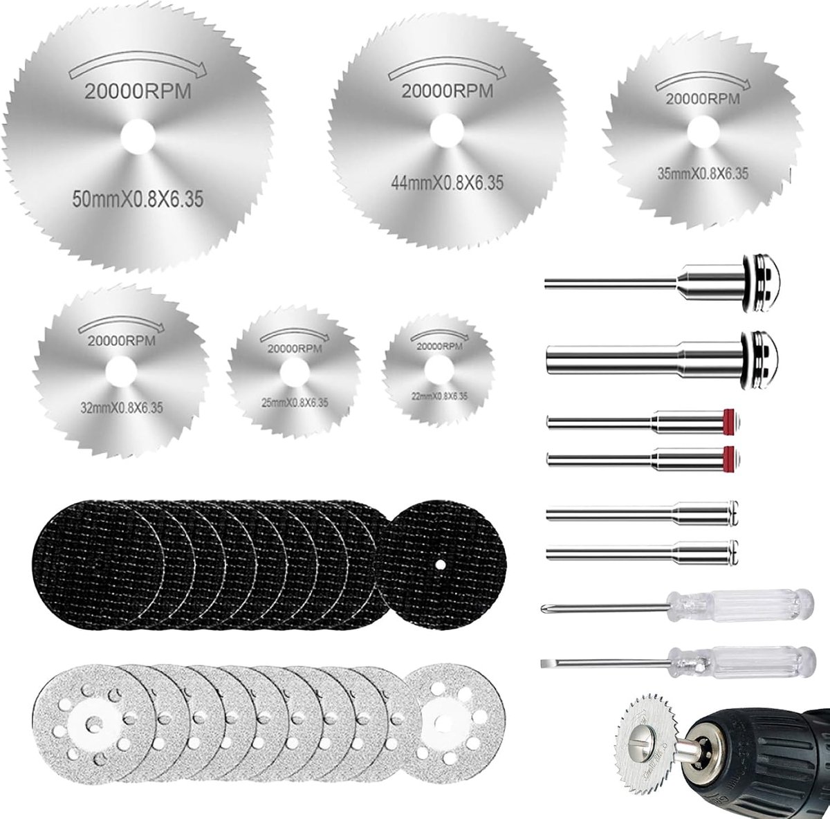 Mini-diamantslijpschijven 34 stuks - cirkelzaagbladen van HSS en hars - multifunctioneel gereedschap - ShopVlot
