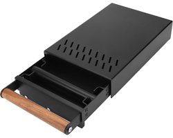 Koffieklopper-box van roestvrij staal, houder voor espresso zeefdrager, koffiedikhouder en afklopbak met perenhouten handvat, 315 x 210 x 75 mm, ideaal voor koffieliefhebbers en barista's