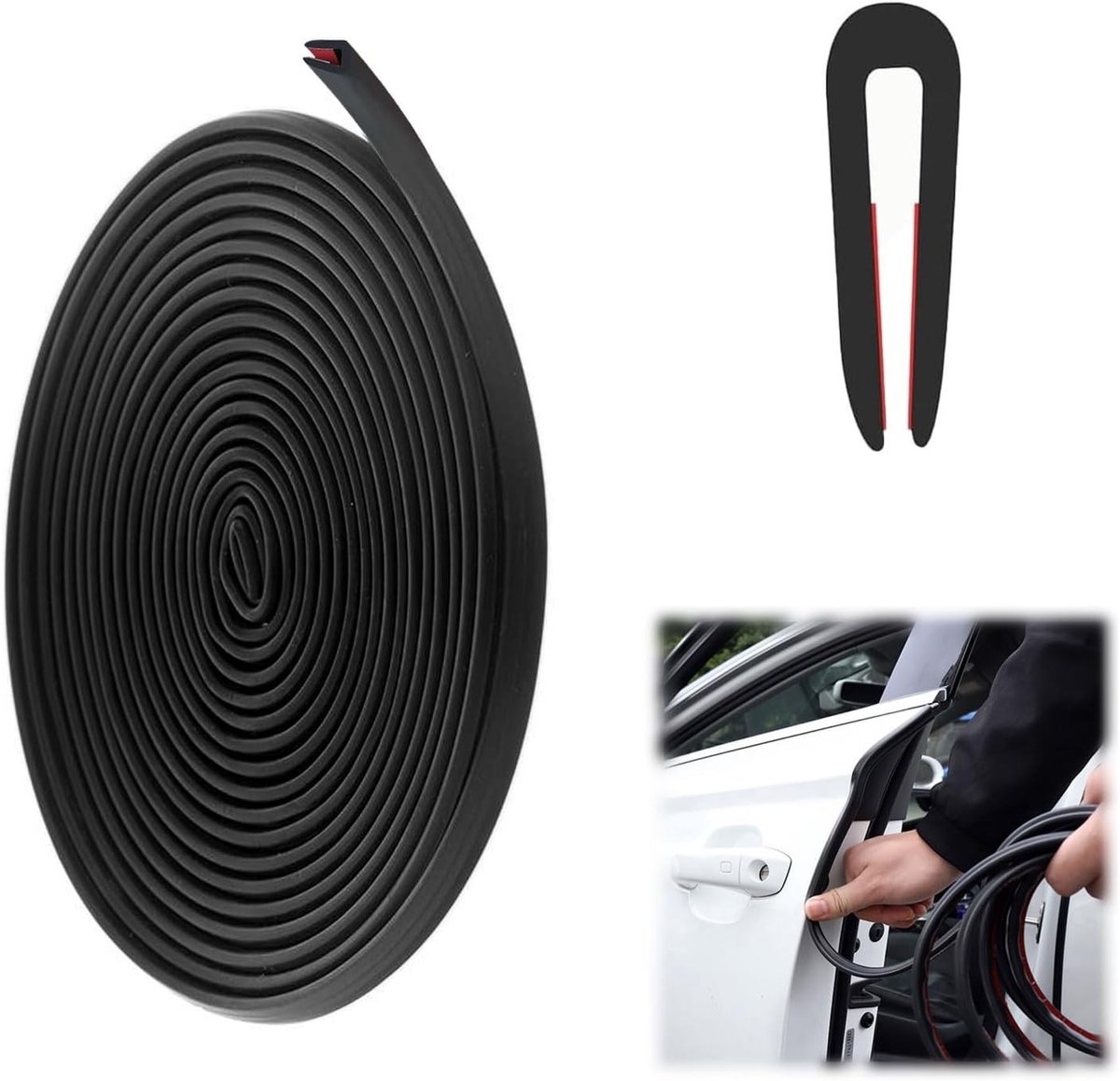 U-profiel randbescherming van rubber, zelfklevend U-vormig voor platen van 1,6 mm | Rubber afdichting voor autodeuren, rolluiken en tafelhoeken met extra grip en duurzaamheid