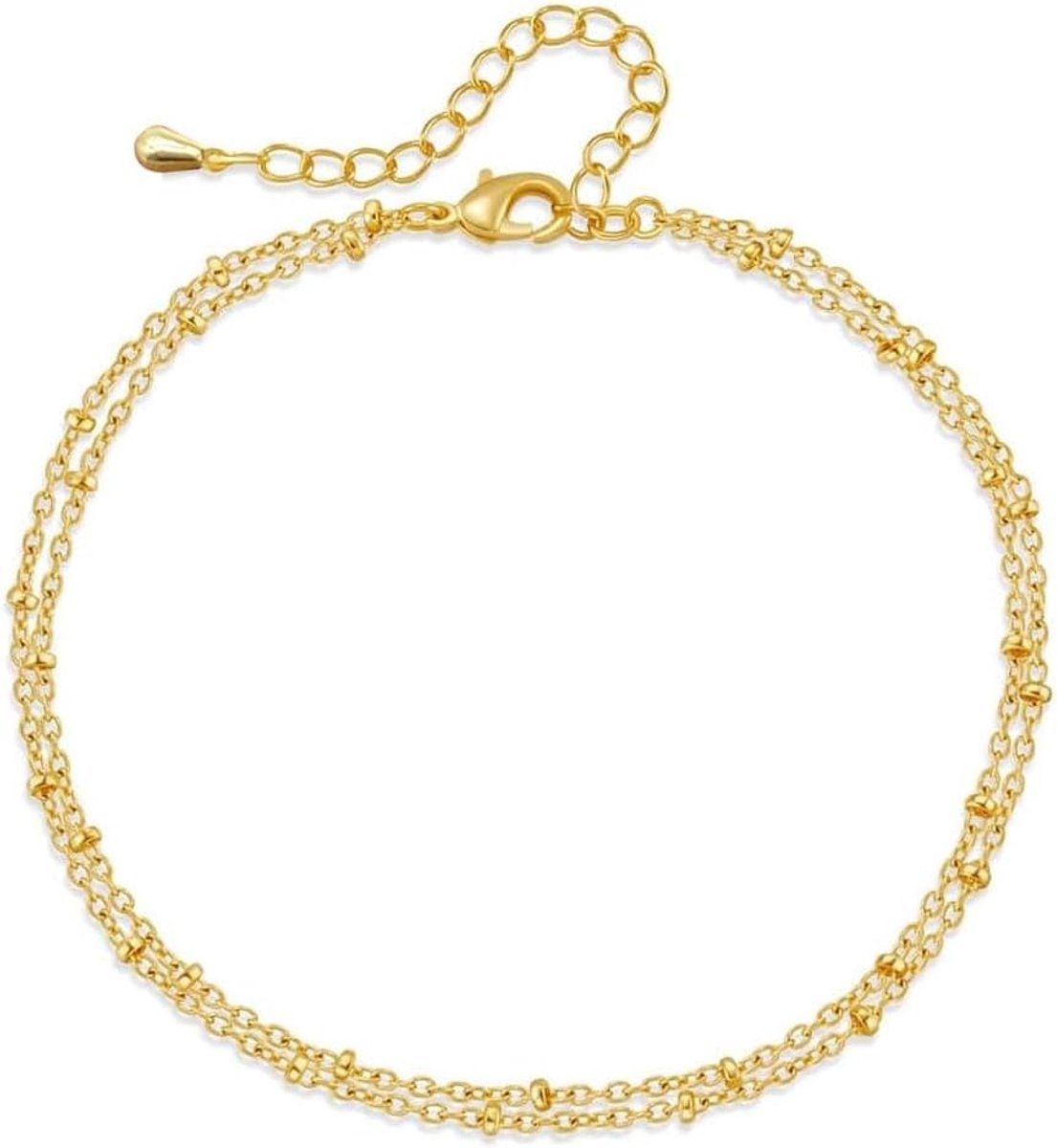 Women's Gold Silver Anklet 18K Gold Anklet Double Layer Adjustable Anklet Lightweight Waterproof Jewelry Fashion Anklet - ShopVlot