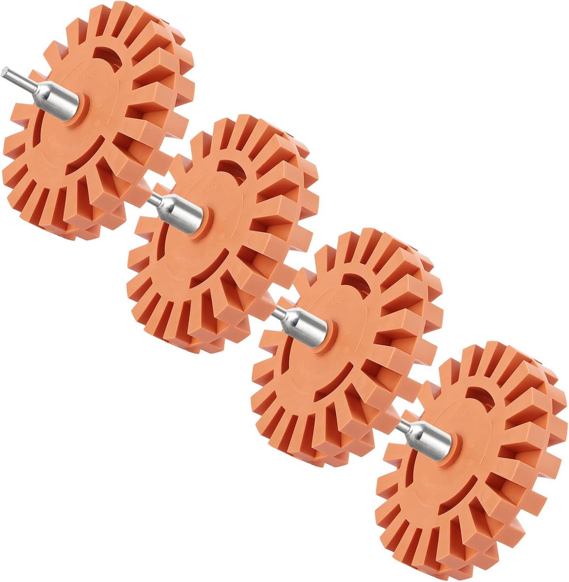 4 Stuks Rubberen Lijmverwijderaar Wiel, 4 Inch Gumwiel met Boormachine Adapter en Schraper Set voor Sticker Resten - ShopVlot