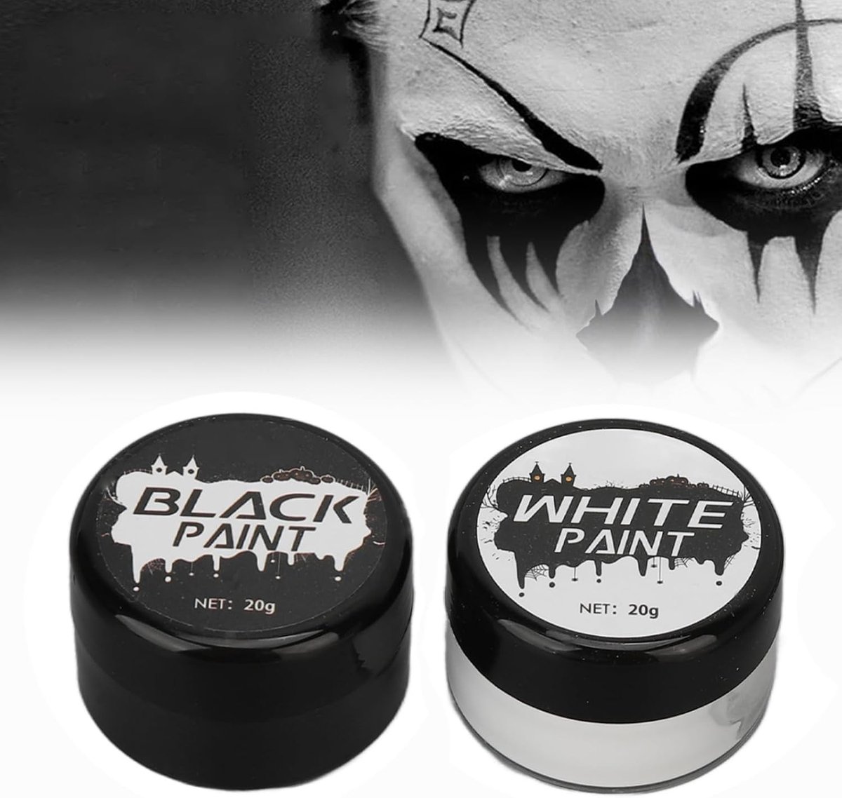 Halloween Cosplay SFX Makeup Set met Zwart en Wit, Sterke Pigmenten voor Volledige Dekking, Ideaal voor Themapartijen en Creatieve Make-up Looks