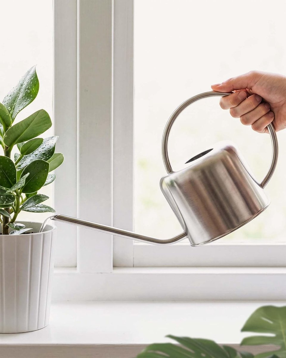 Grote zilveren gietkan voor tuin en planten - Perfect voor binnen en buitengebruik