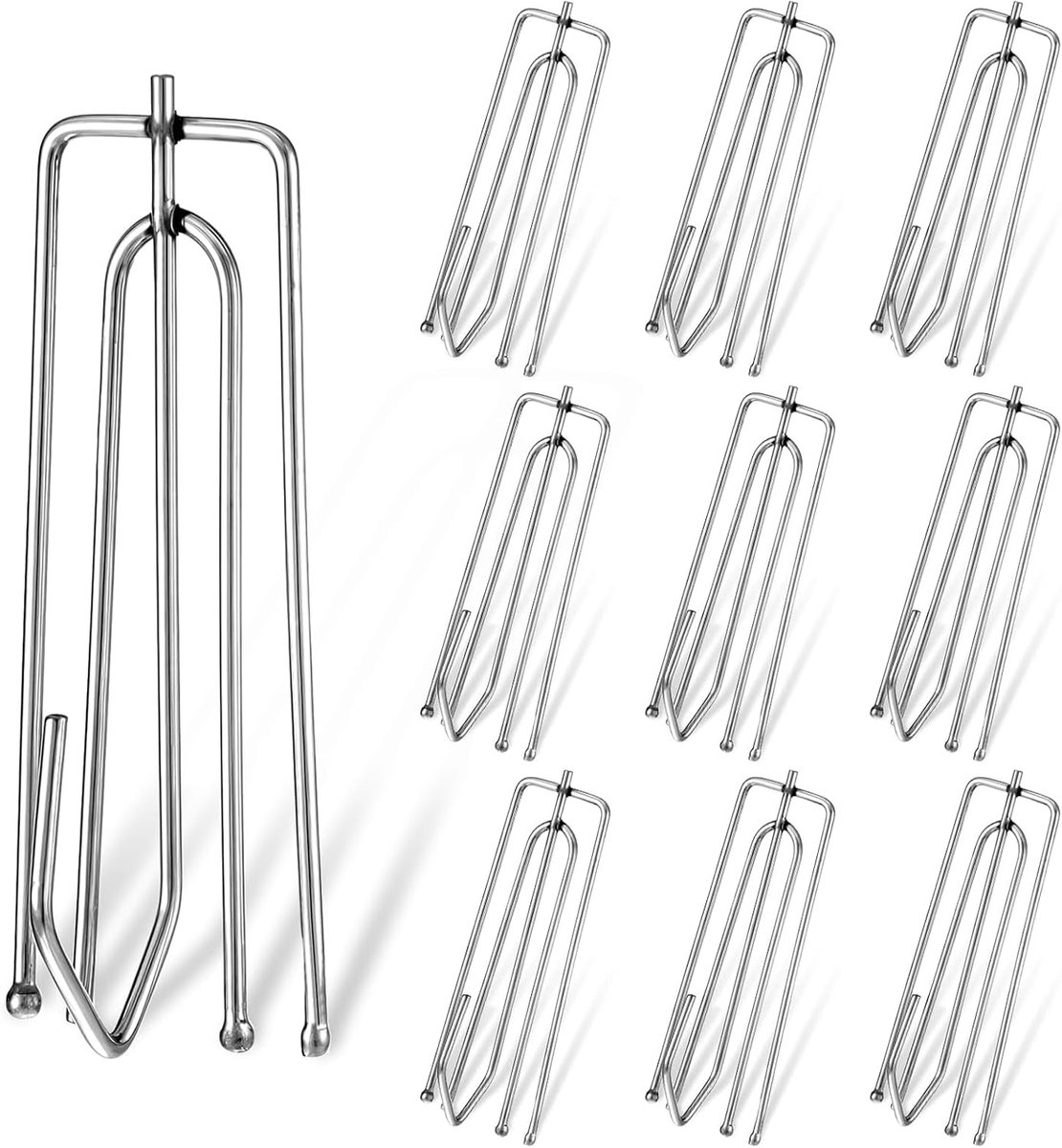 Gordijnhaken 40 stuks - 6,8 cm roestvrij staal - 4 tanden - voor zware gordijnen - ShopVlot