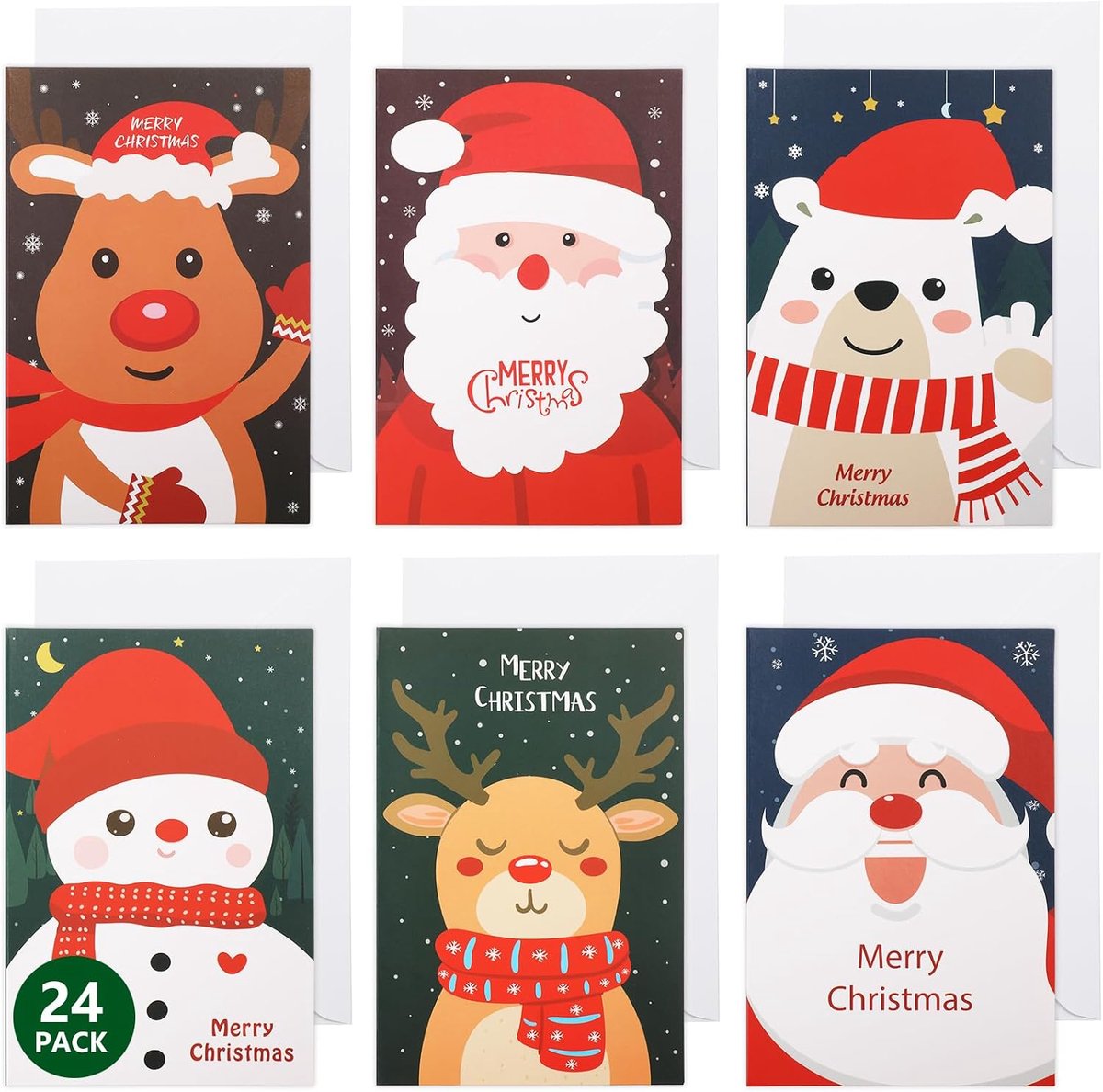 Kerstkaarten Assortiment 24 Stuks - 20 x 15 cm - Blanko Kerstkaarten met Enveloppen - Verstuur je kerstgroeten - ShopVlot