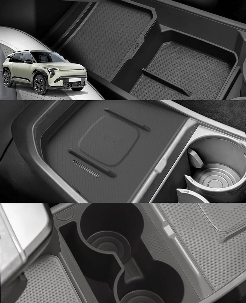 Center Console Organizer Kia EV3 - Dubbele Laag - Inclusief TPE Bekerhouder - Optimaliseer je opbergruimte - ShopVlot
