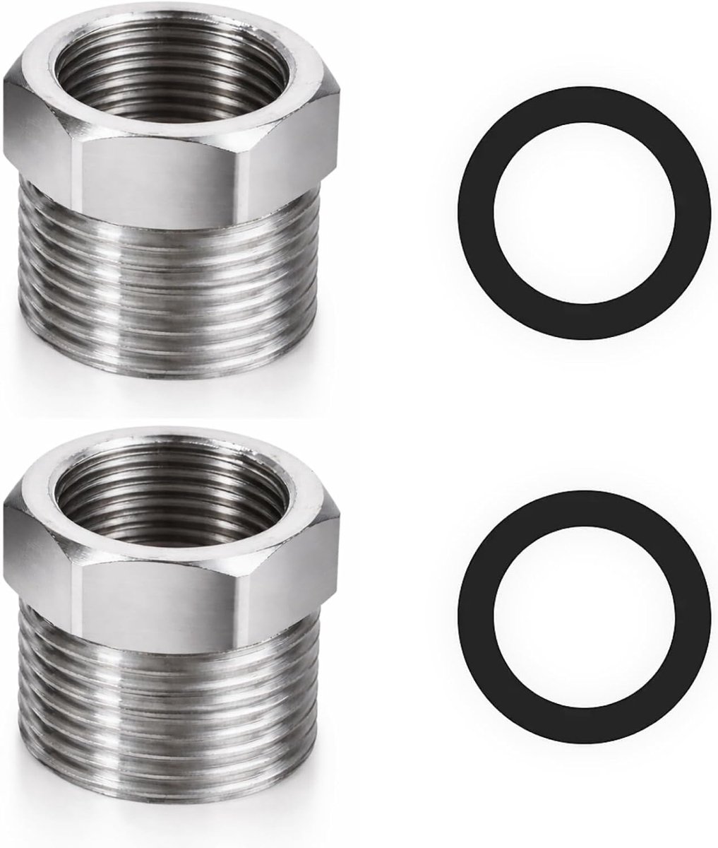 Slangadapter 3/8 inch vrouwelijk x 1/2 inch mannelijk - Sluitringen inbegrepen - Voor kraanbuizen en wasmachines - ShopVlot
