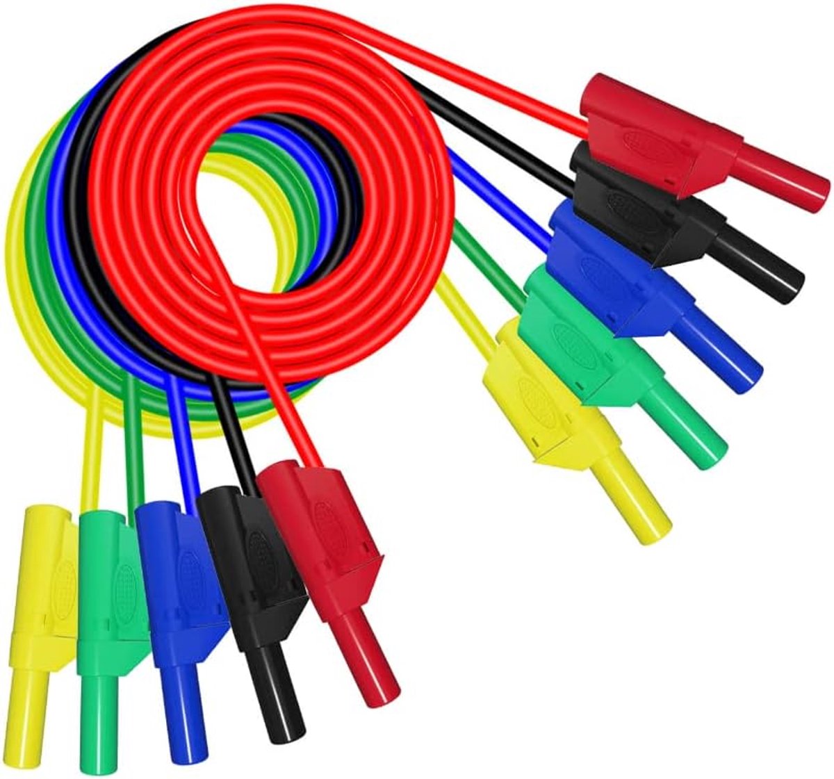 Banana Plug Kabelset 5 Stuks - 4mm Veiligheid - Zacht Siliconen - Ideaal voor Elektrische Testen - ShopVlot