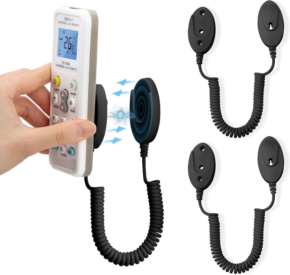 Magnetische afstandsbediening houders set van 2 - 43 inch - met veerkoord - veilig en gemakkelijk op te bergen - ShopVlot