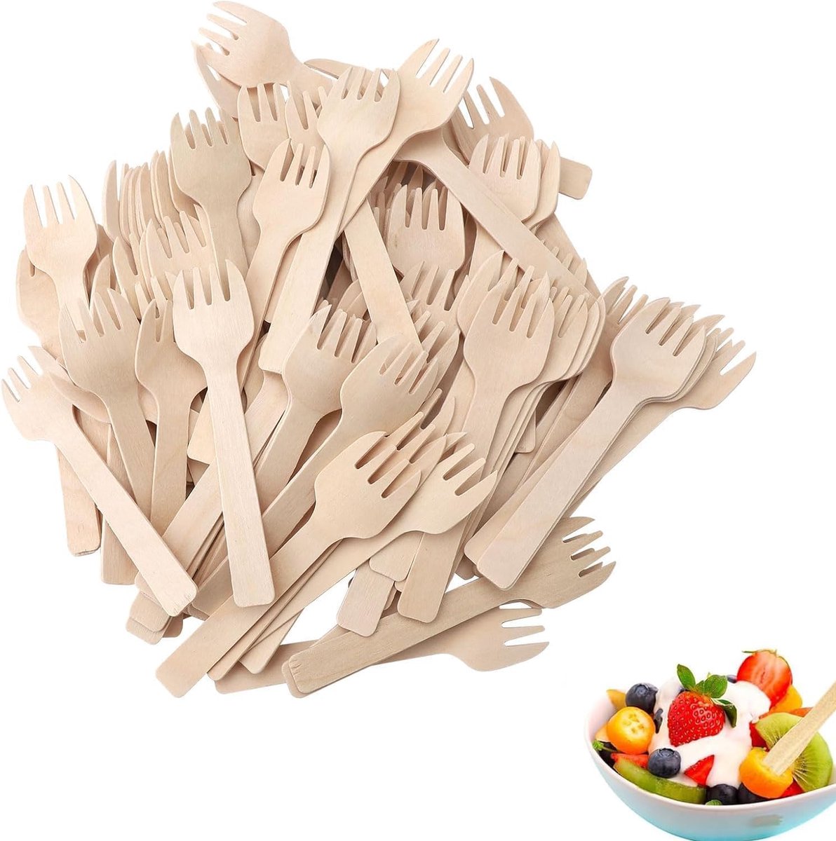 Disposable vorken 300 stuks - houten bestek - praktische cake vorken - ideaal voor feestjes - ShopVlot