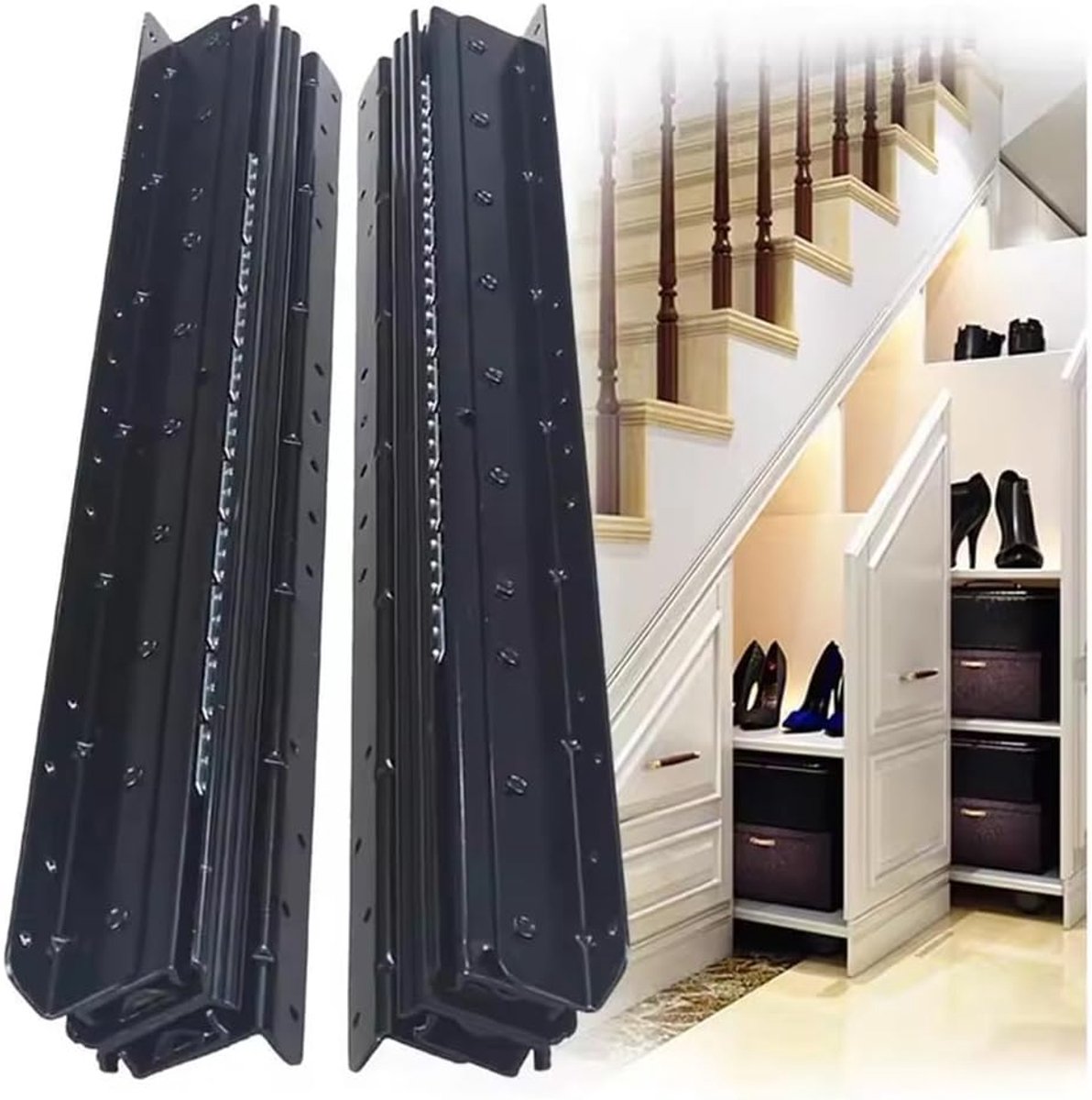 Ladegeleiders Heavy Duty 500-1200 mm - Metalen kogellagers - 120 kg draagkracht - Ideaal voor meubelstukken - ShopVlot