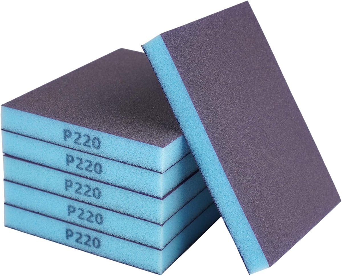 Zandspons Wasbaar en Herbruikbaar - 6 Stuks Schuurblokken 220 Korrel - Flexibele Pads voor Plastic en Metaal - ShopVlot