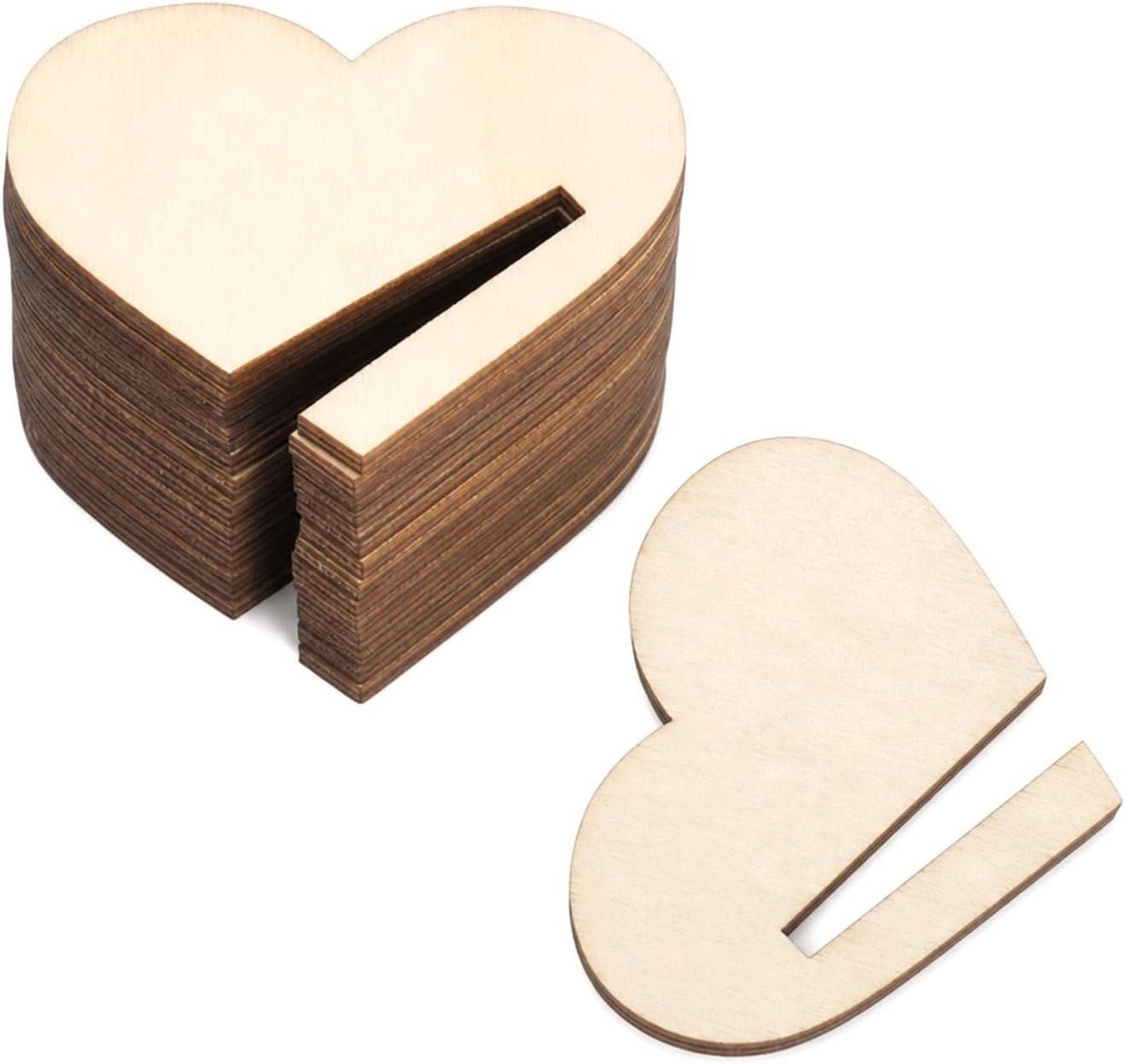 Glasmarkeringen 40 stuks - Hartvormig van natuurlijk hout - Herbruikbaar voor glazen - Perfect voor bruiloften - ShopVlot