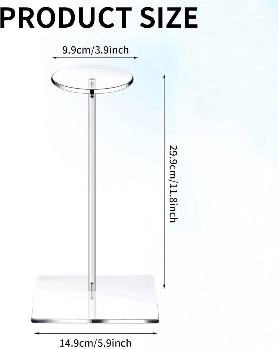 Hattendrager 30cm - Transparant acryl - Inclusief montagemateriaal - Perfect voor presentatie - ShopVlot