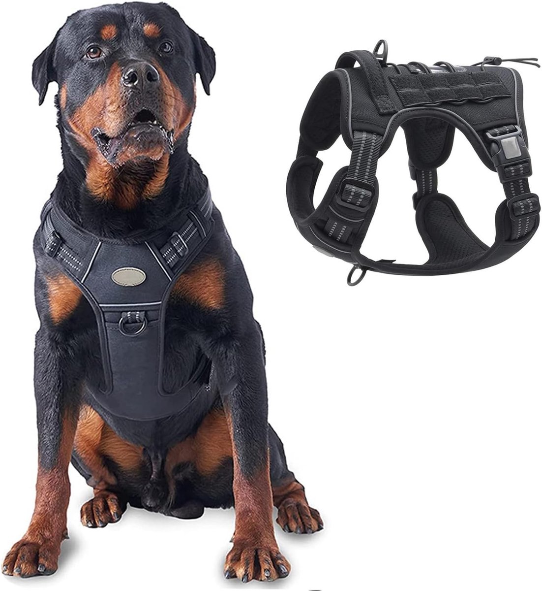 Hondentuig No Pull Medium Grote Honden - Ademend Oxfordmateriaal - Reflecterende Strips - Veilig Wandelen in het Donker - ShopVlot
