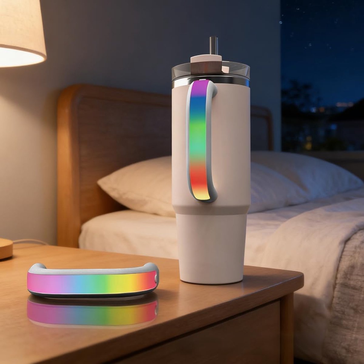 Lichtgevende handgreep drinkglas - grijs - ergonomisch ontwerp - veilig en comfortabel drinken - ShopVlot