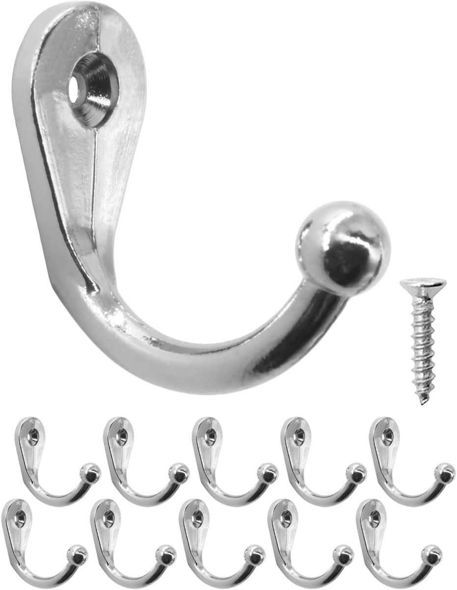 Kledinghaken 10 stuks - metalen haak - vintage ontwerp - ideaal voor kleedkamers - ShopVlot