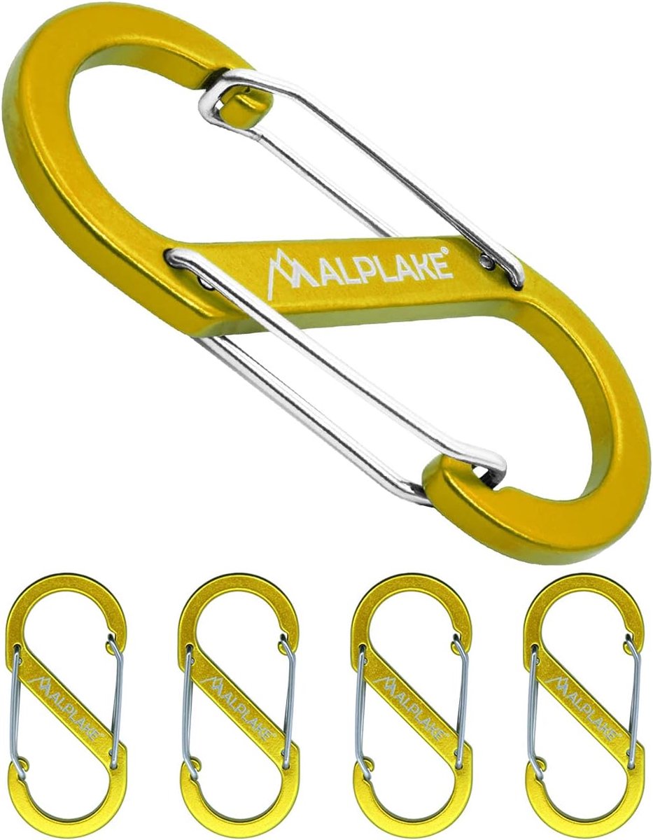 Carabiners 4-delige set - dubbel en micro - aluminium - ideaal voor kamperen en reizen - ShopVlot