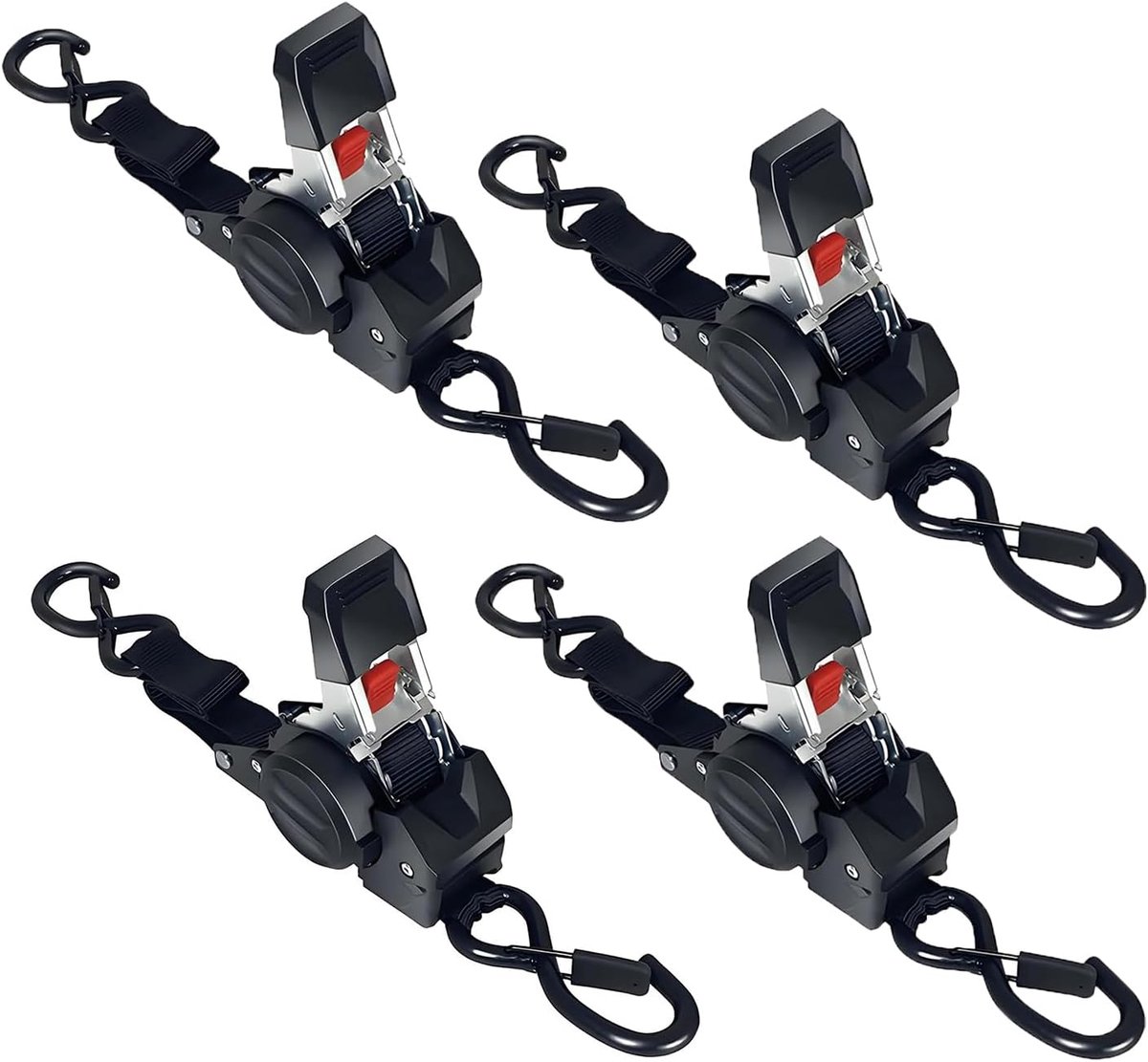 Automatische spanbanden 300 cm x 25 mm - oprolbaar met S-haak - 300 daN treksterkte - eenvoudig in gebruik - ShopVlot